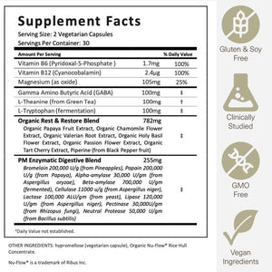 The nutrition label from a bottle of Rest and Digest