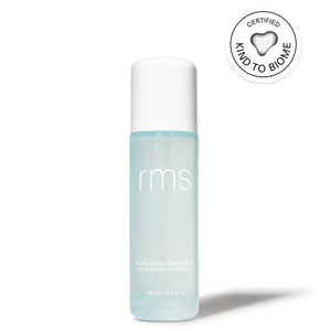 A light blue bottle of RMS Kakadu clean cleansing gel, with a white top