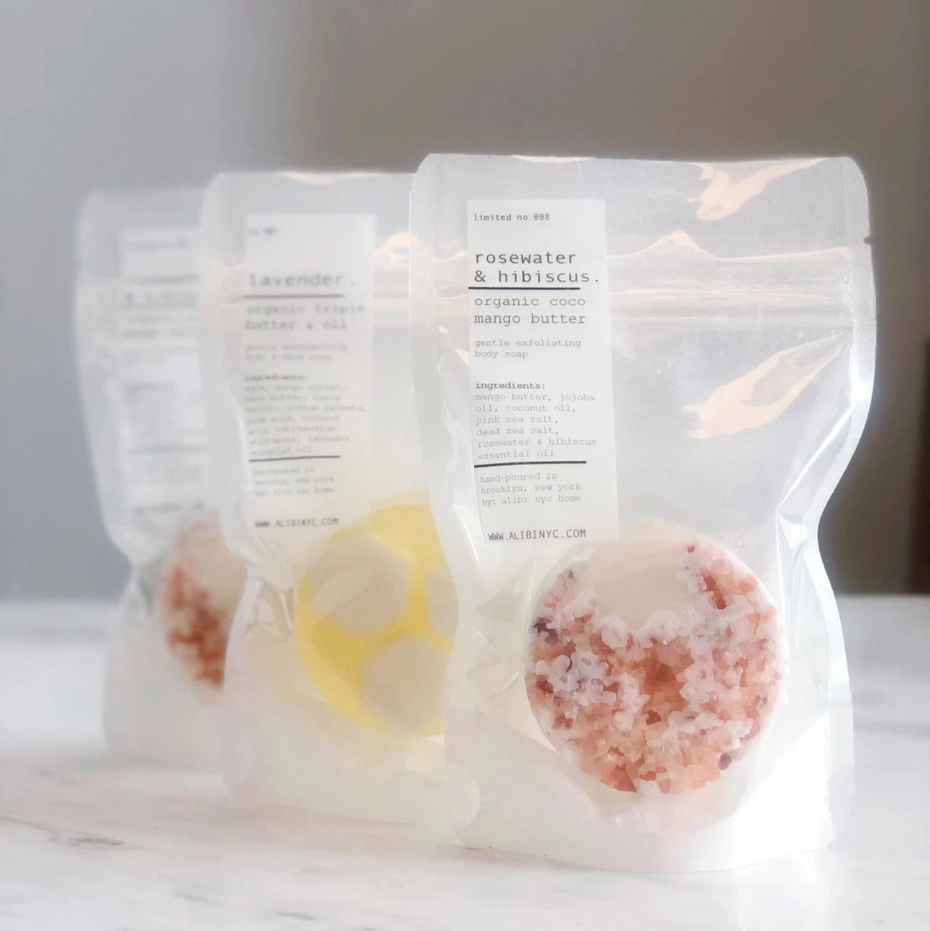 Alibi NYC | Rosewater + Hibiscus Mango Butter Soap