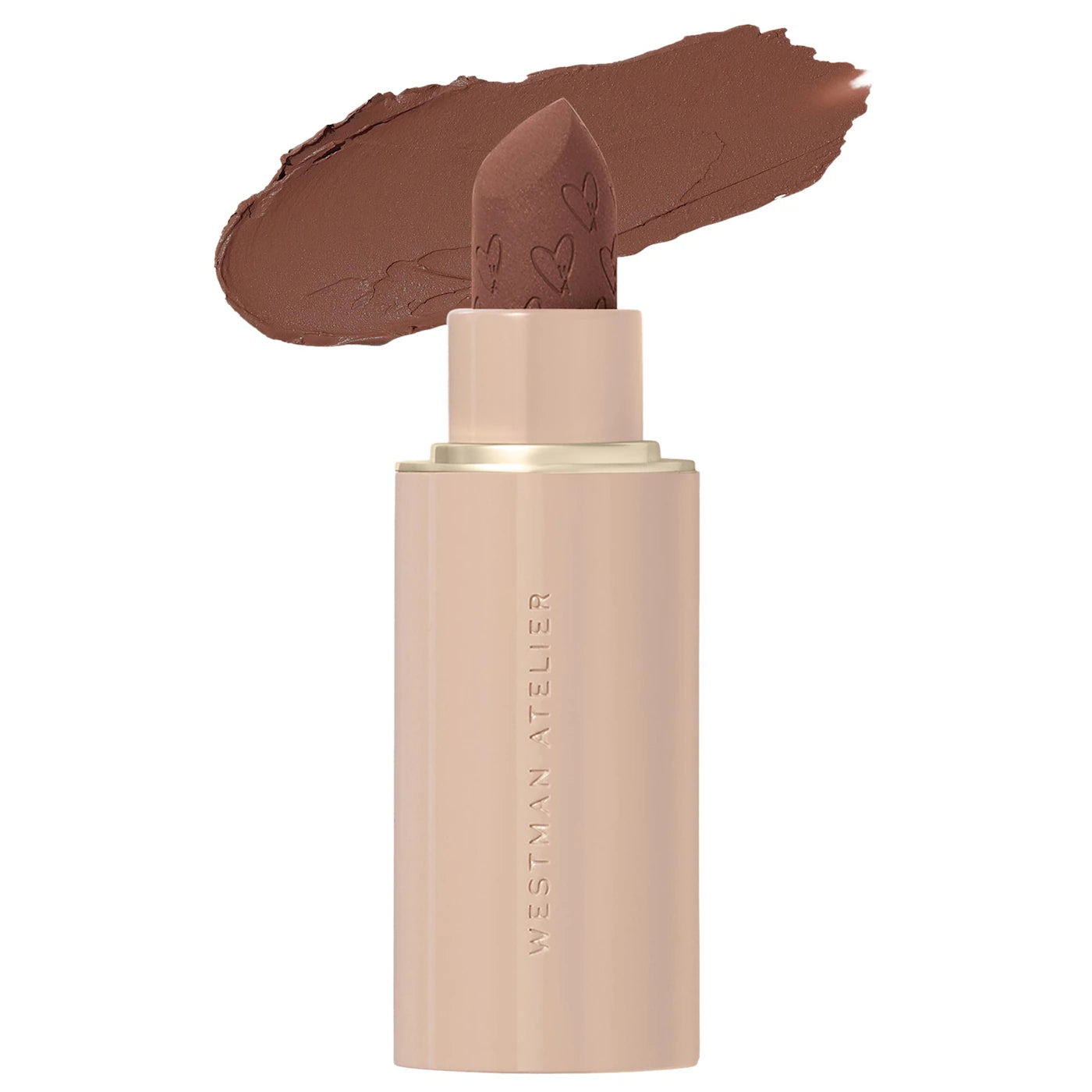 Makeup product with brown shade and Westman Atelier branding on a white background