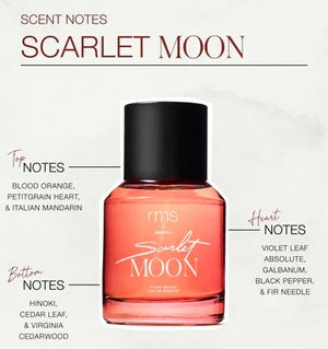An infographic for RMS Beauty Scarlett Moon fragrance. 