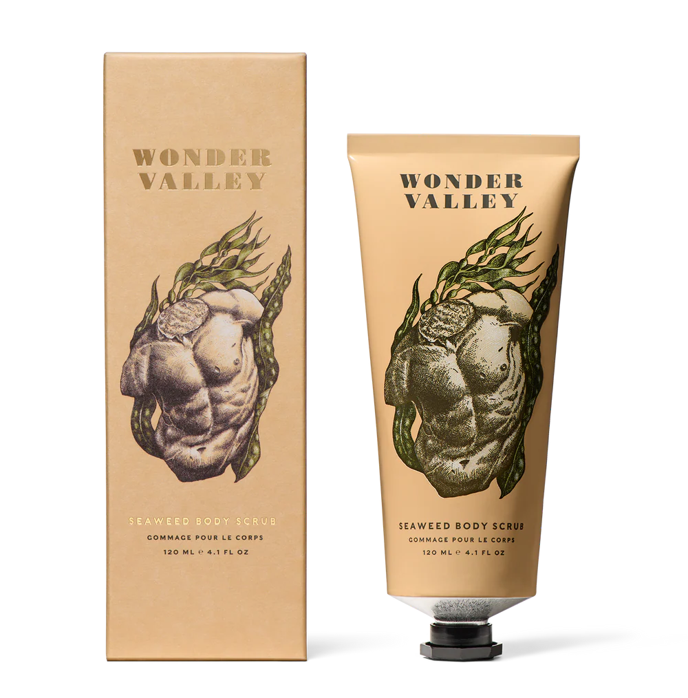 Wonder Valley seaweed scrub tube and box
