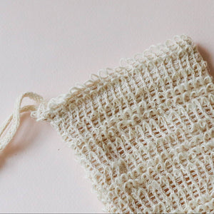 A cloth fiber soap bag. 