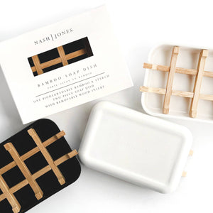 Four biodegradable soap dishes with bamboo lining