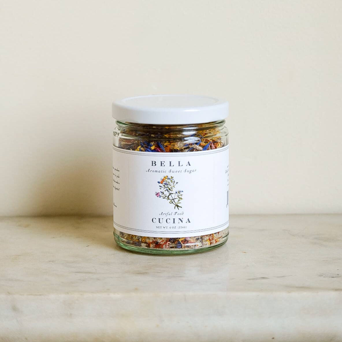 A jar of Bella Cucina aromatic sweet sugar