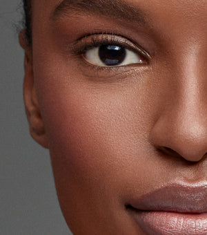 Close-up of a person's face with a neutral background