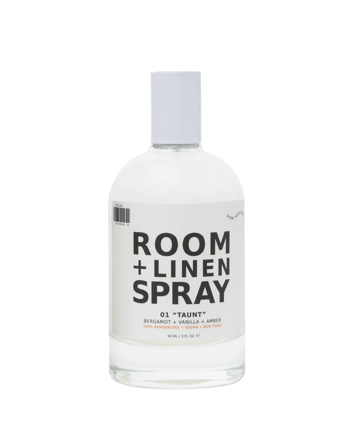 Taunt room and linen spray bottle on a white background