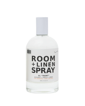 Taunt room and linen spray bottle on a white background