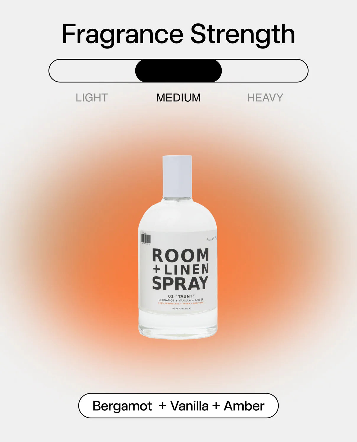 Taunt room and linen spray bottle on a white background