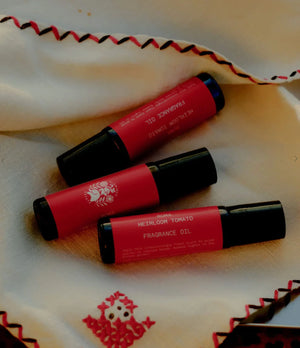 A group of three Flamingo Estate roma tomato fragrance oils