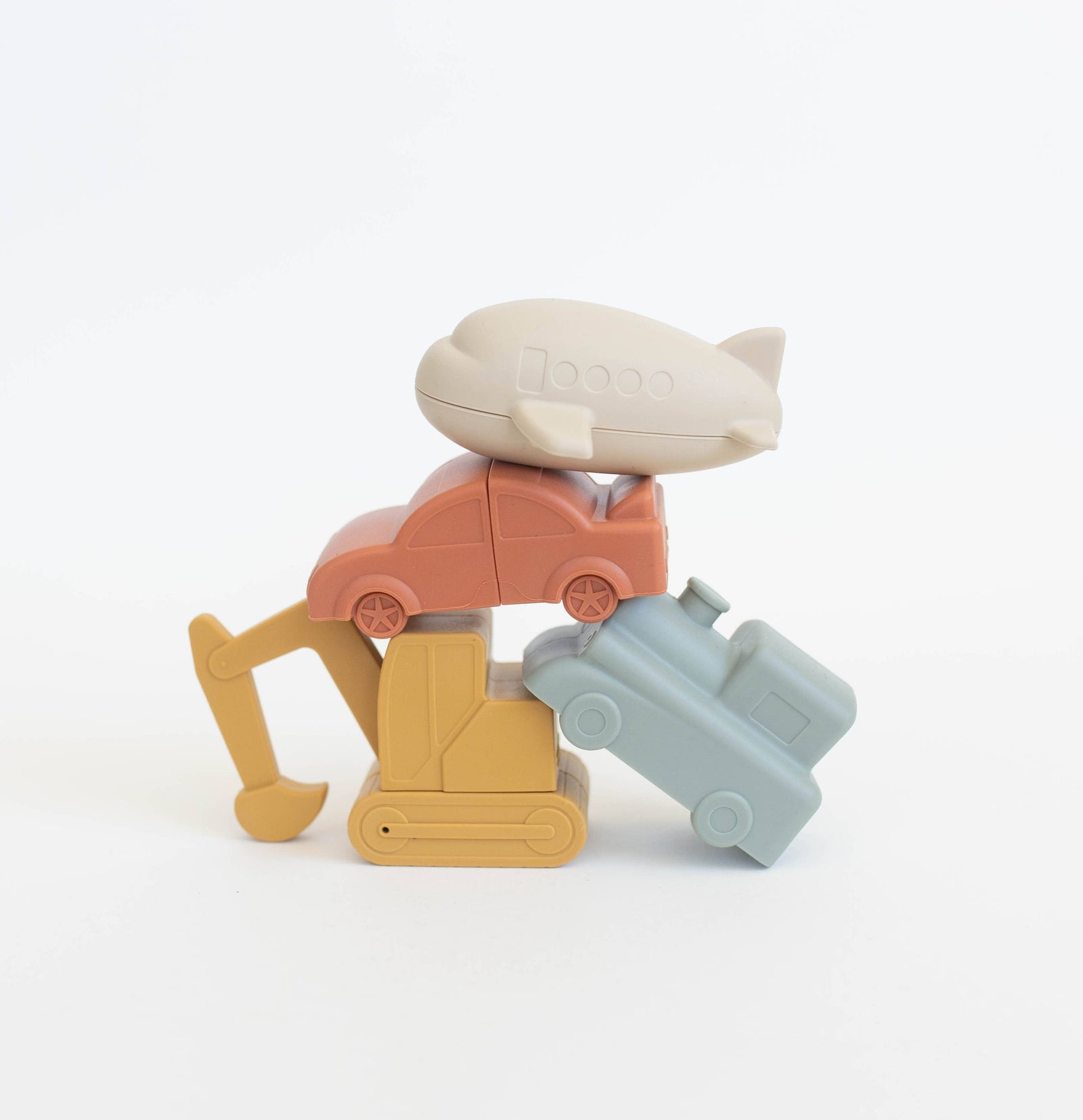 A set of multicolored vehicle bath toys displayed on a cardboard box with the text 'Brooklyn Neutral'.