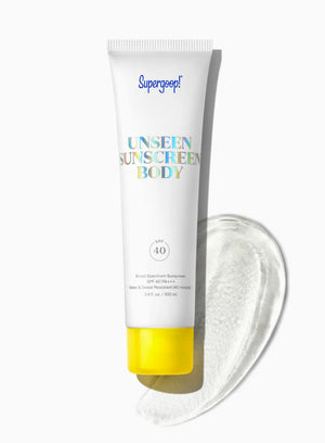 Supergoop! Unseen Sunscreen Body tube on a white background