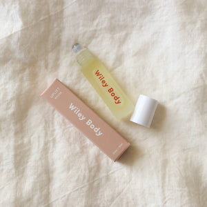 A Wiley body uplift roller on cream colored fabric. 