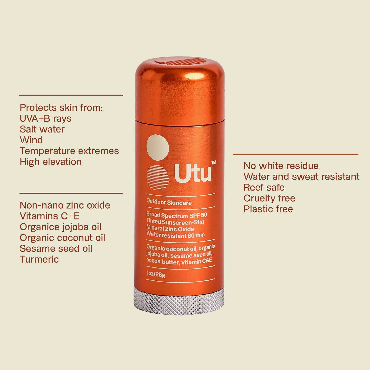 A tube of UTU outdoor sunscreen