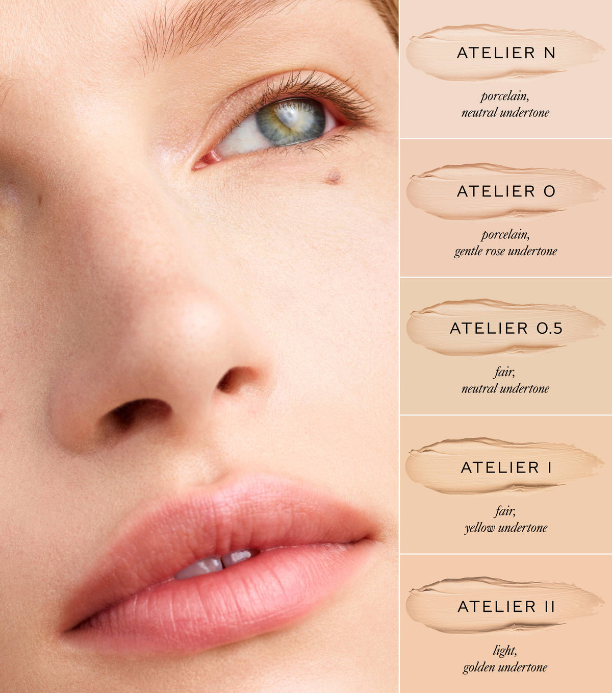 A stick of Westman Atelier Vital Skin Foundation with a pale pink tone, packaged in a sleek, cylindrical container.
