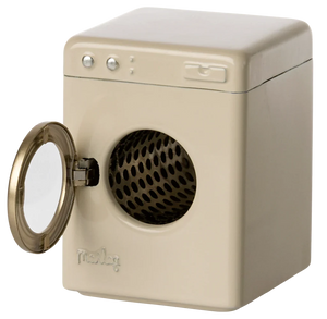 Beige dryer with open door on a white background
