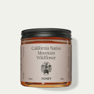 A jar of Flamingo Estate's California native mountain wildflower honey