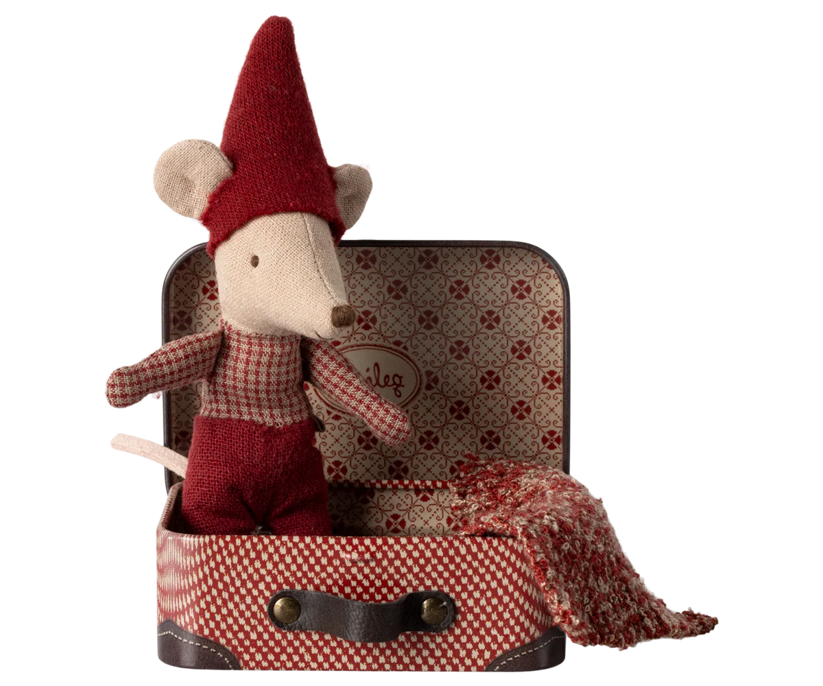 Maileg | Christmas Mouse Baby in Suitcase